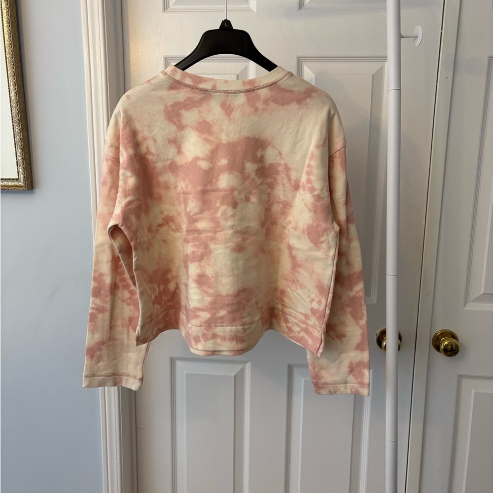 G by Giuliana Pink & Cream Tie-Dye Crewneck Sweatshirt Size Medium Cotton - Picture 4 of 9
